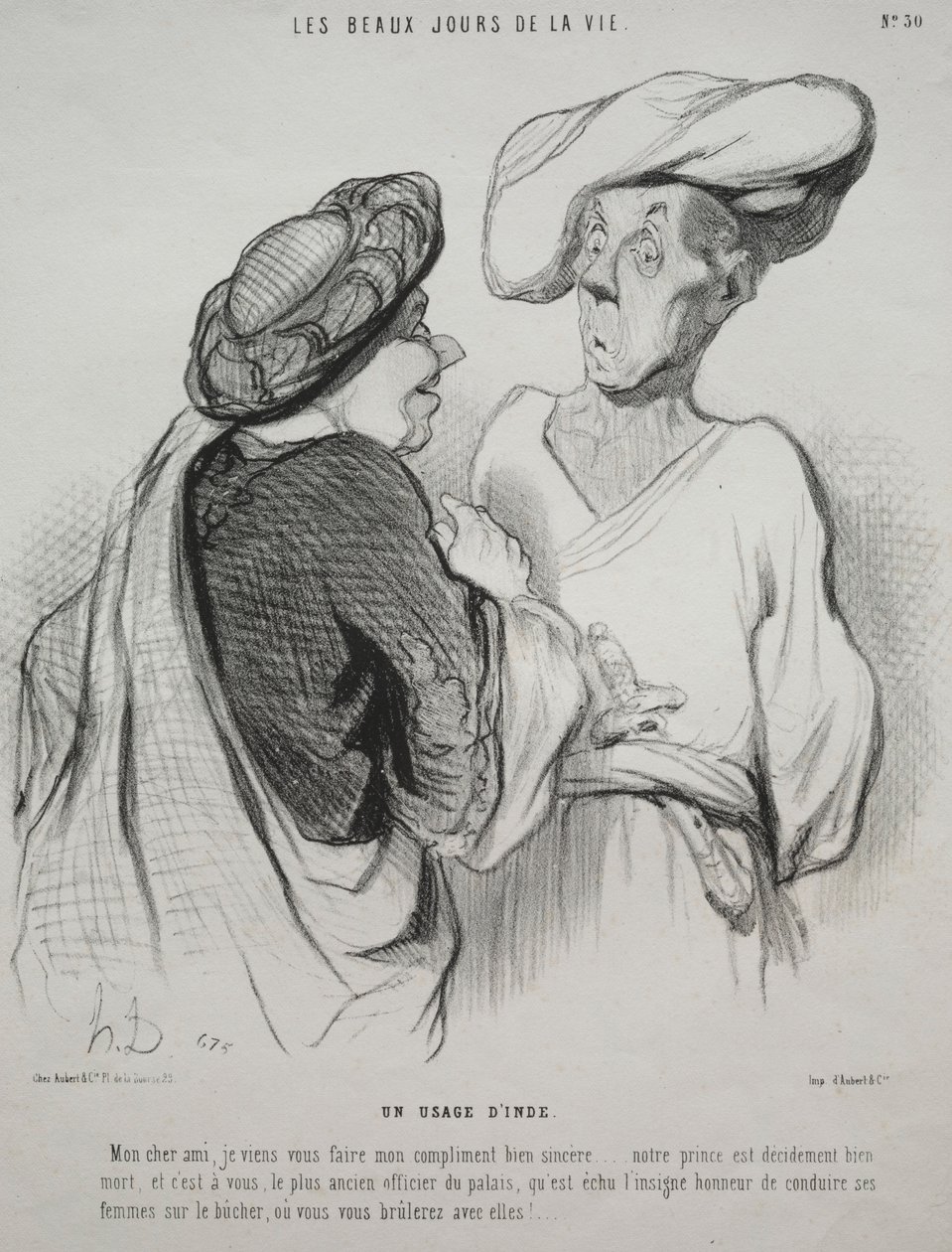 The Beautiful Days of Life, skylt 30: An Indian Custom, 1844. av Honoré Daumier