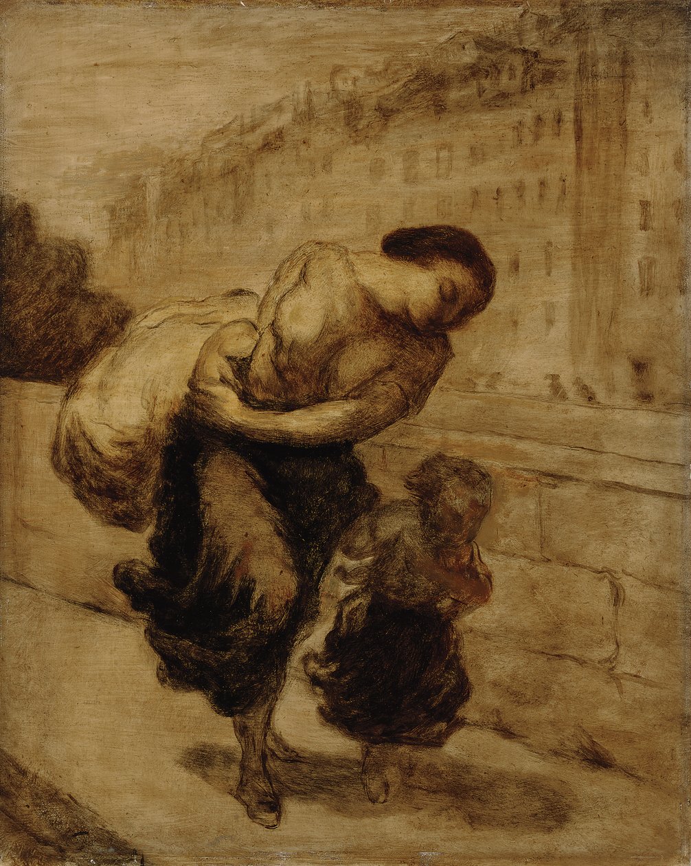 Bördan; Burden, ca 1855-1856 av Honoré Daumier