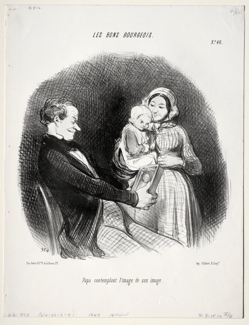 The Good Bourgeois, skylt 40: Pappa överväger en likhet med sin likhet av Honoré Daumier