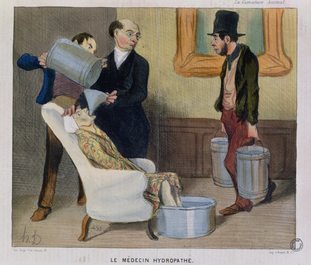 Den hydropatiska läkaren, karikatyr från "La Caricature". av Honoré Daumier