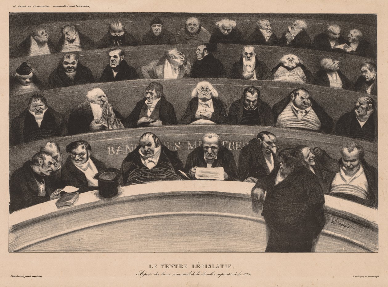 The Monthly Association skylt 18: The Legislative Belly, 1834. av Honoré Daumier