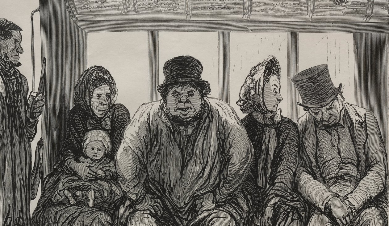 Omnibus: Interiör av Omnibus. av Honoré Daumier