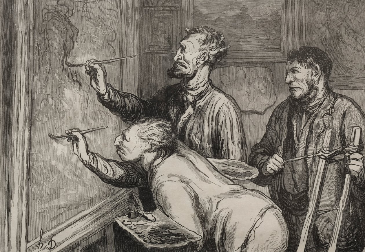 The Painters: The Last Stroke of the Brush, Exposition of 1868. av Honoré Daumier