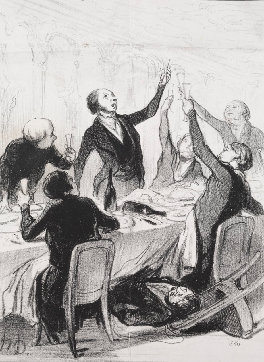 Dagens filantroper, skylt 8: A 43d Toast...to the Temperance Society, 1844. av Honoré Daumier