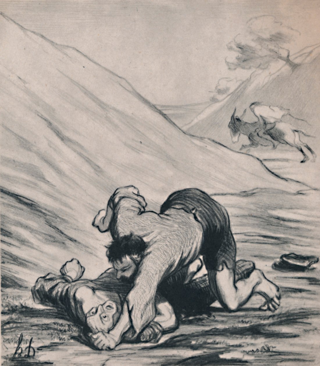 The Robbers and the Donkey, ca 1860-talet, 1946. av Honoré Daumier