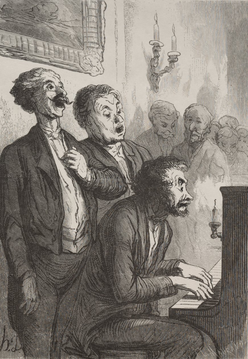 Sångarna: Sångarna i salongen av Honoré Daumier