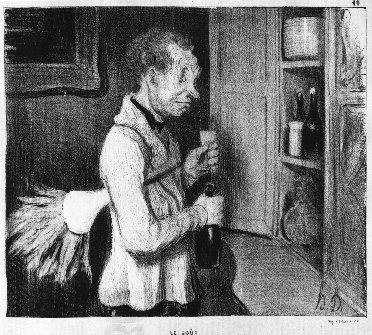 Smaken: serie från "" Fem sinnen"", av Honore Daumier (1808-1879). ""Charivari" av Honoré Daumier