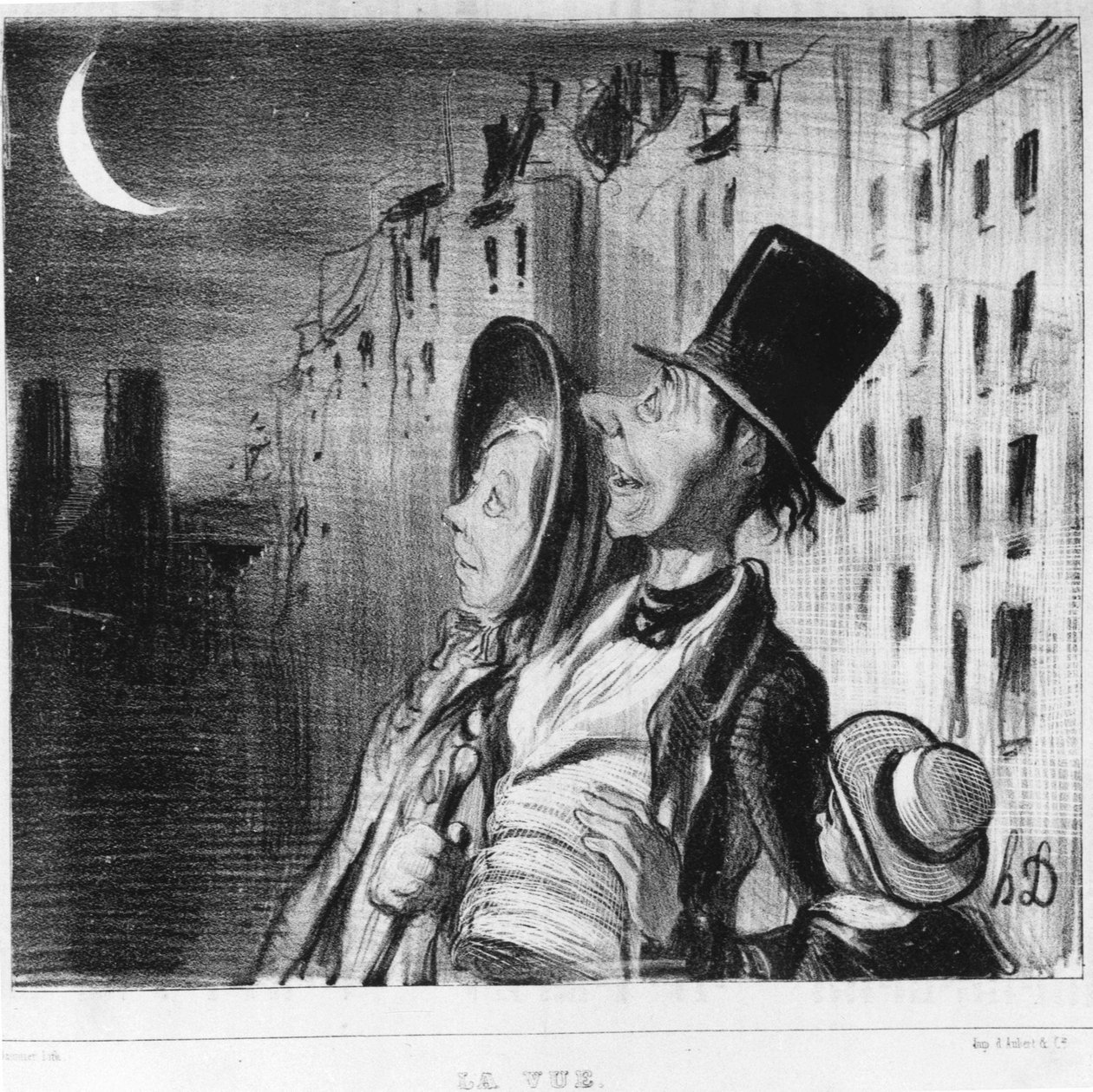 Utsikten: serie hämtad från "" Cinq sens", av Honore Daumier (1808-1879). "" Charivari"" av Honoré Daumier