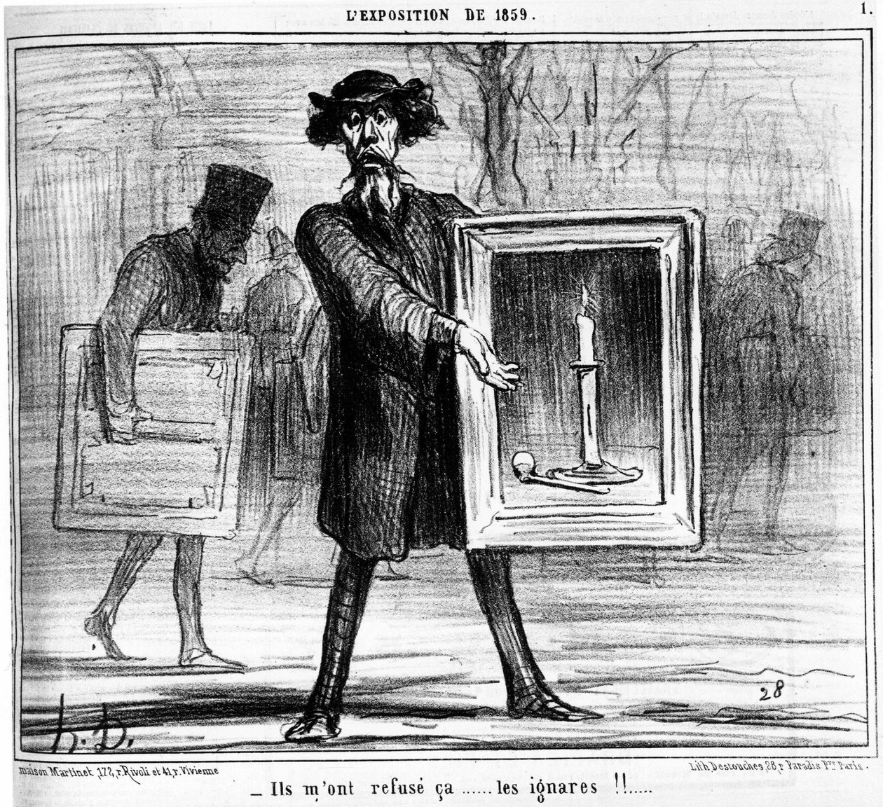 De vägrade mig... ignoranserna!!... , hämtat från "" Paintings and Salons", tecknad serie av Honore Daumier (1808-1879). “Charivari” av Honoré Daumier