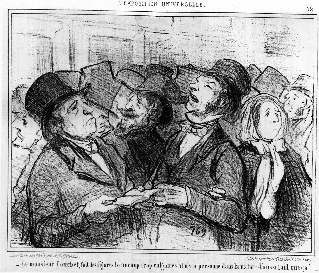 Denne herre Courbet, gör alldeles för vulgära figurer, det finns ingen i naturen så ful som den!... , hämtad från "" Målningar och salonger", tecknad serie av Honore Daumier (1808-1879). “Charivari” av Honoré Daumier