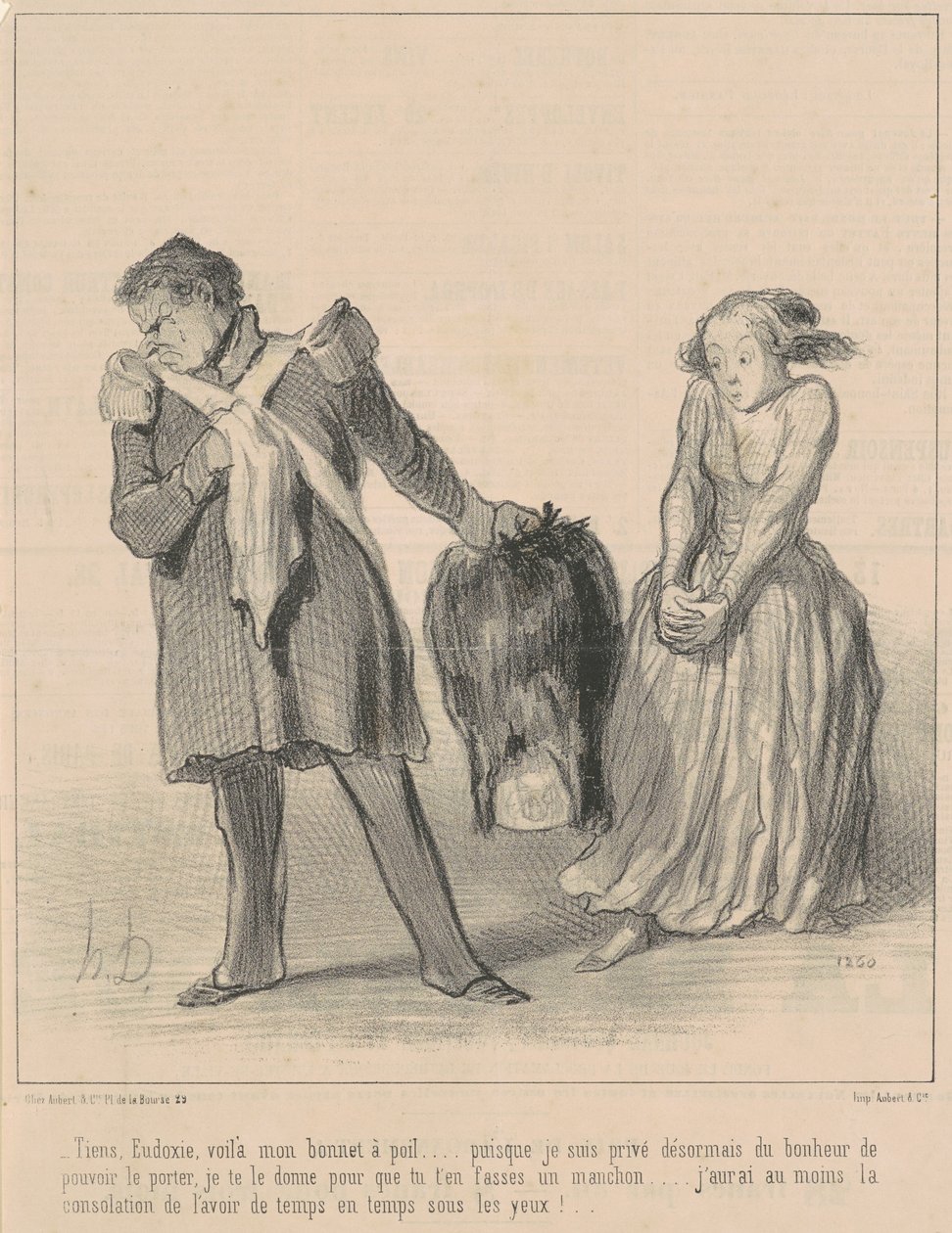 Här, Eudoxie, här är min lurviga hatt... av Honoré Daumier