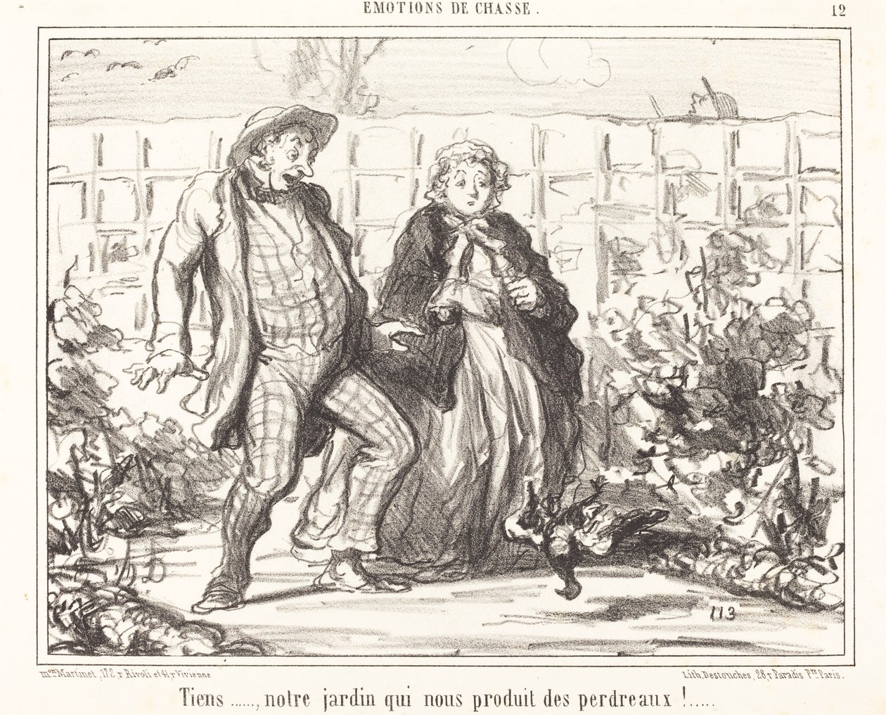 Här... vår trädgård... producerar rapphöns!... av Honoré Daumier