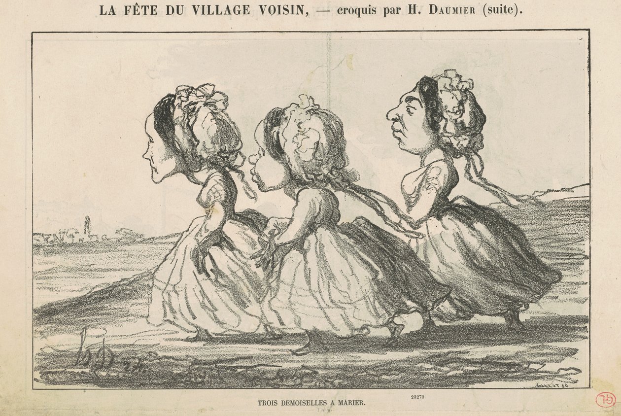 Tre tärnor; Borgerlig familj övertygad ... av Honoré Daumier