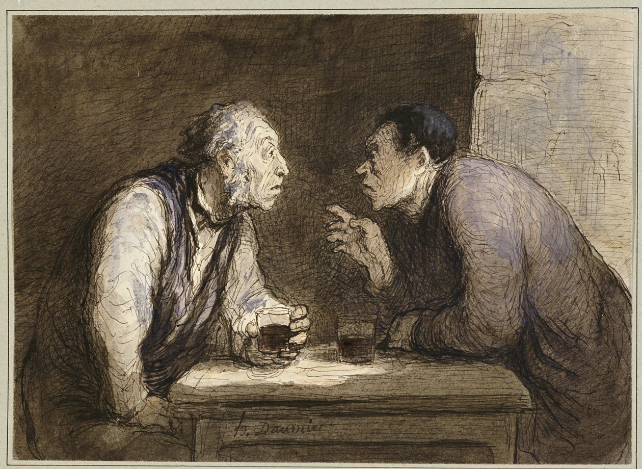 Två drinkare, c.1857-69 av Honoré Daumier