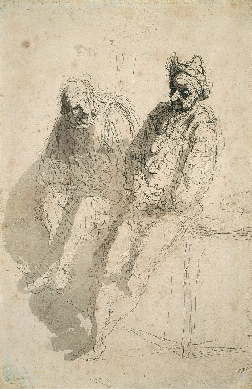 Två Saltimbanques av Honoré Daumier