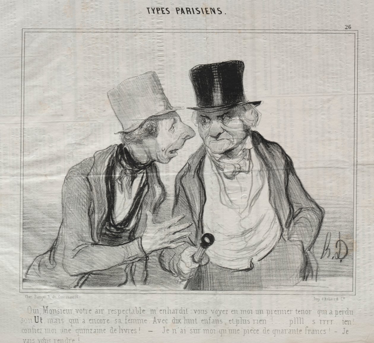 Typer Parisiens, skylt 26: Ja, herre, din respektabla luft uppmuntrar mig... av Honoré Daumier
