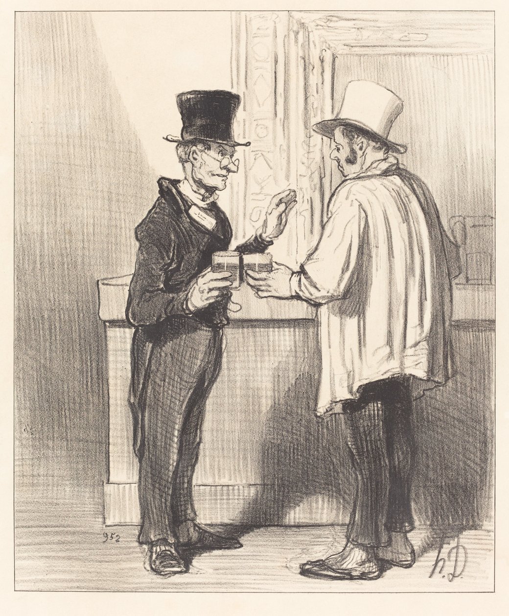 En försvarare... chattar... på sitt vanliga kontor av Honoré Daumier