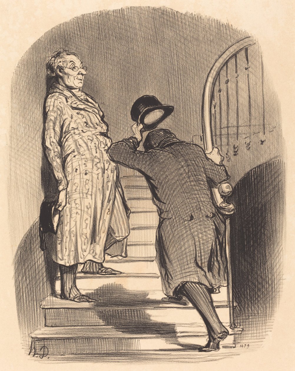 En hyresgäst som betalar sin löptid exakt av Honoré Daumier