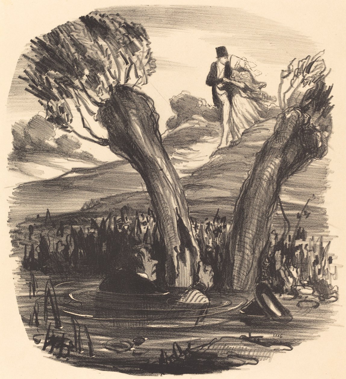 En make bränd av svartsjukans eld av Honoré Daumier