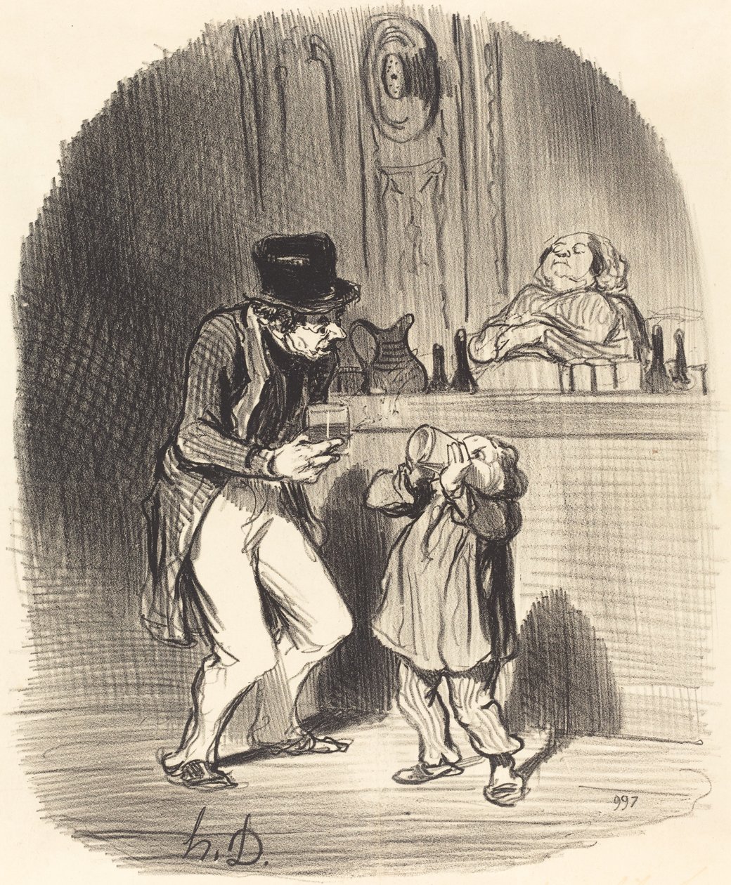 En pappa som får sin son att suga... av Honoré Daumier