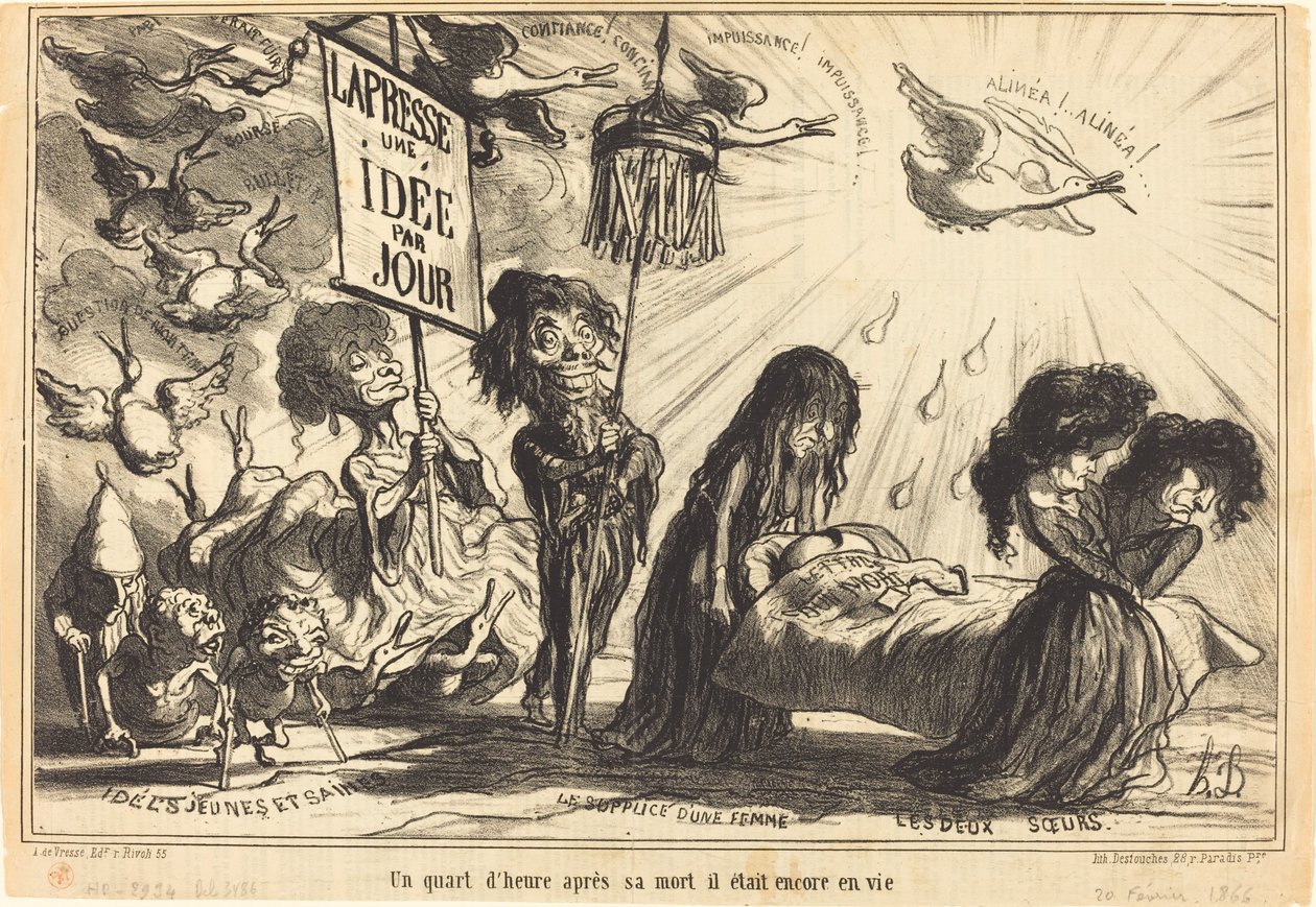 En kvart efter sin död levde han fortfarande (A Quarter of an Hour after His Death, He Was Still Alive) av Honoré Daumier