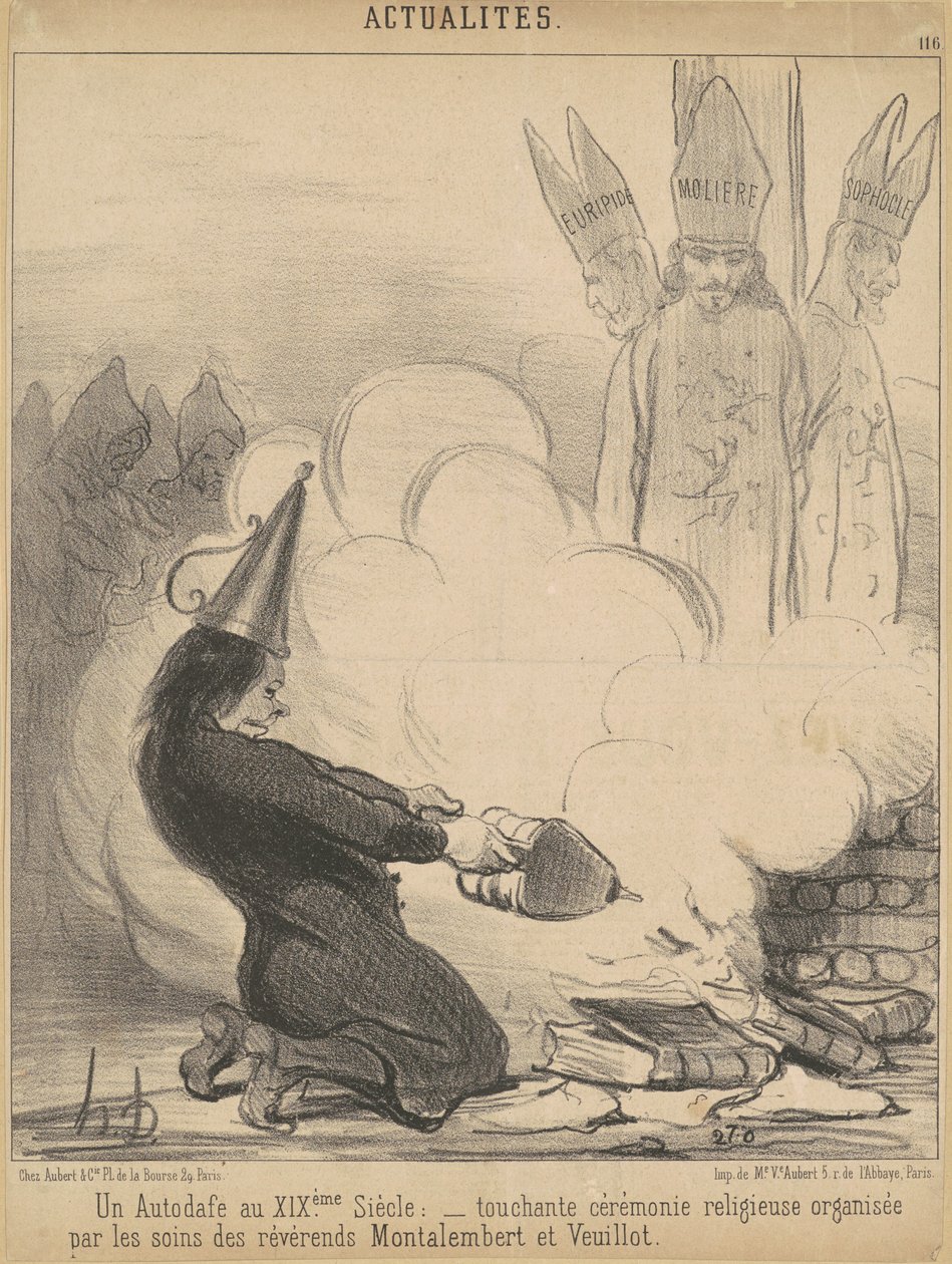 En bok som brinner på 1800-talet av Honoré Daumier