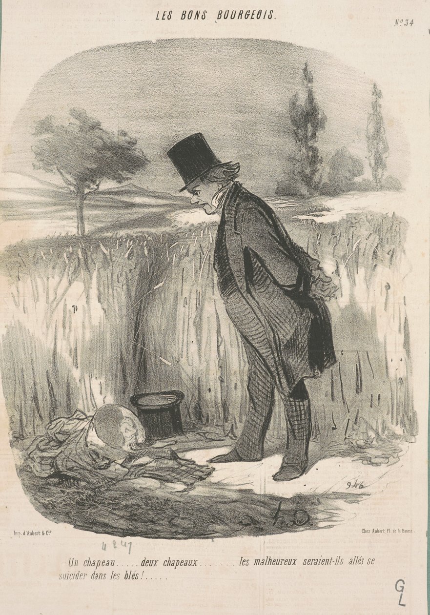 En hatt... två hattar... den olyckliga... av Honoré Daumier