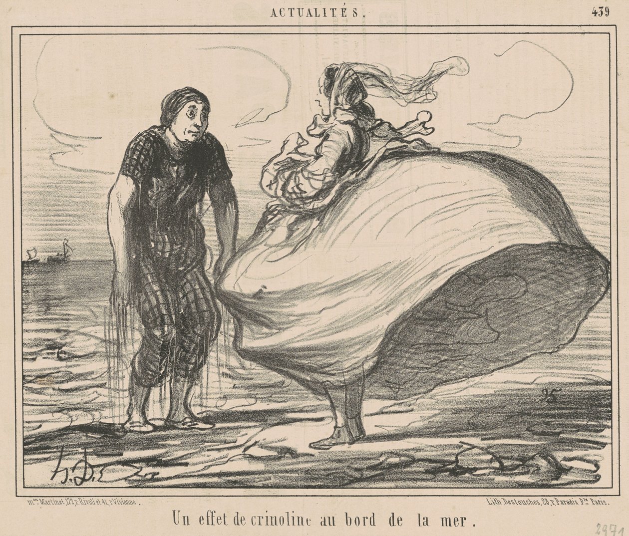 En krinolineffekt vid havet av Honoré Daumier