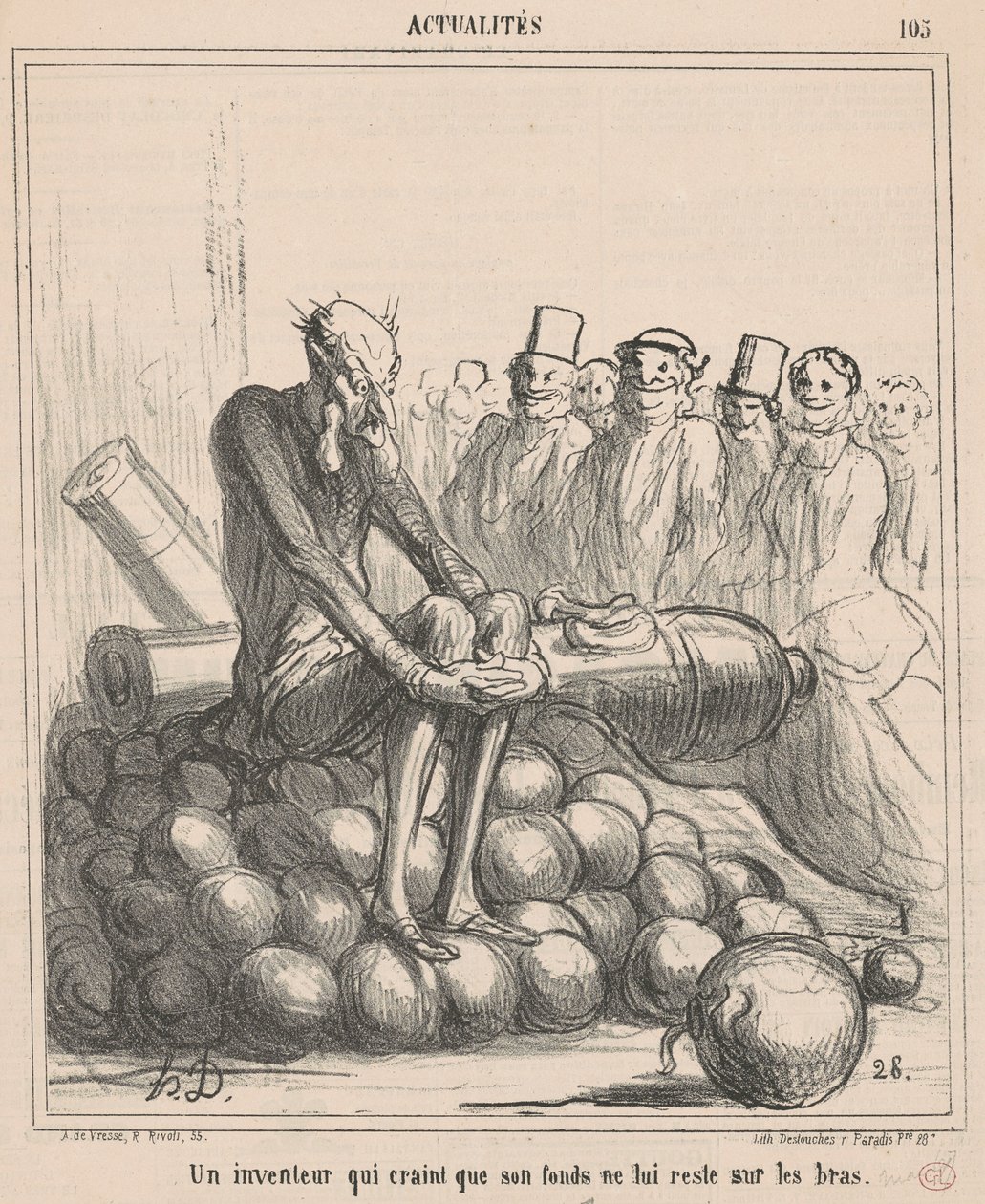 En uppfinnare som fruktar att hans fond kommer att finnas kvar... av Honoré Daumier