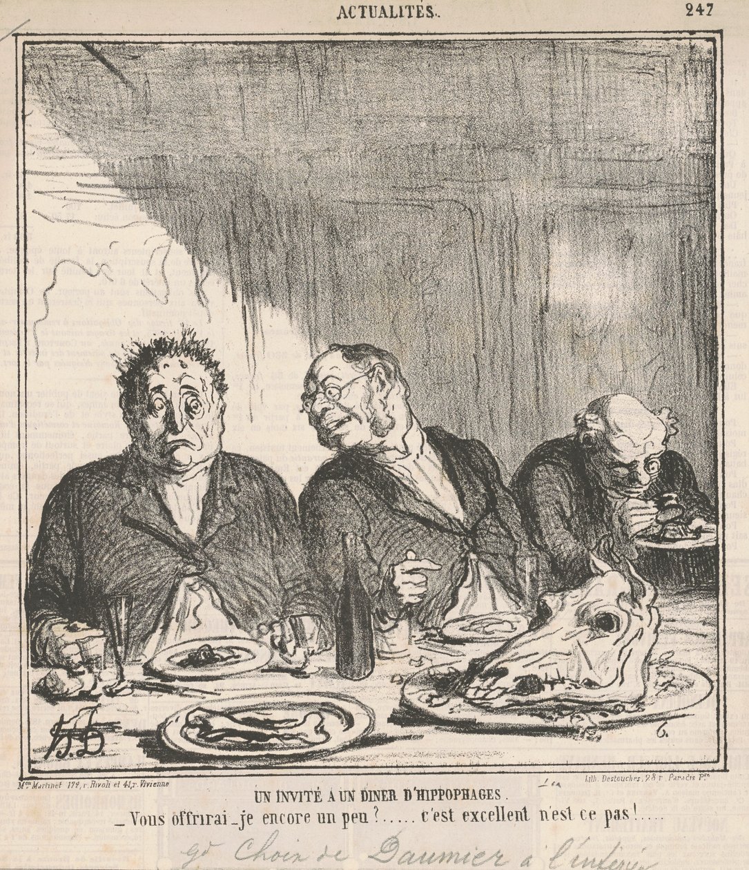 En gäst på en middag av hästätare: Ska jag bjuda dig lite mer? Det är bra, eller hur? av Honoré Daumier