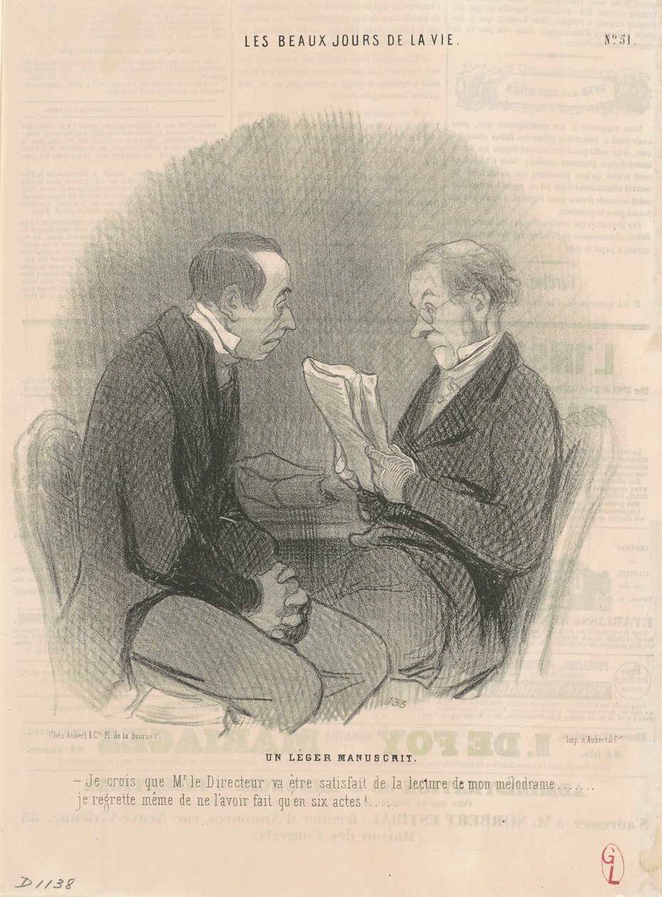 Ett lätt manuskript av Honoré Daumier
