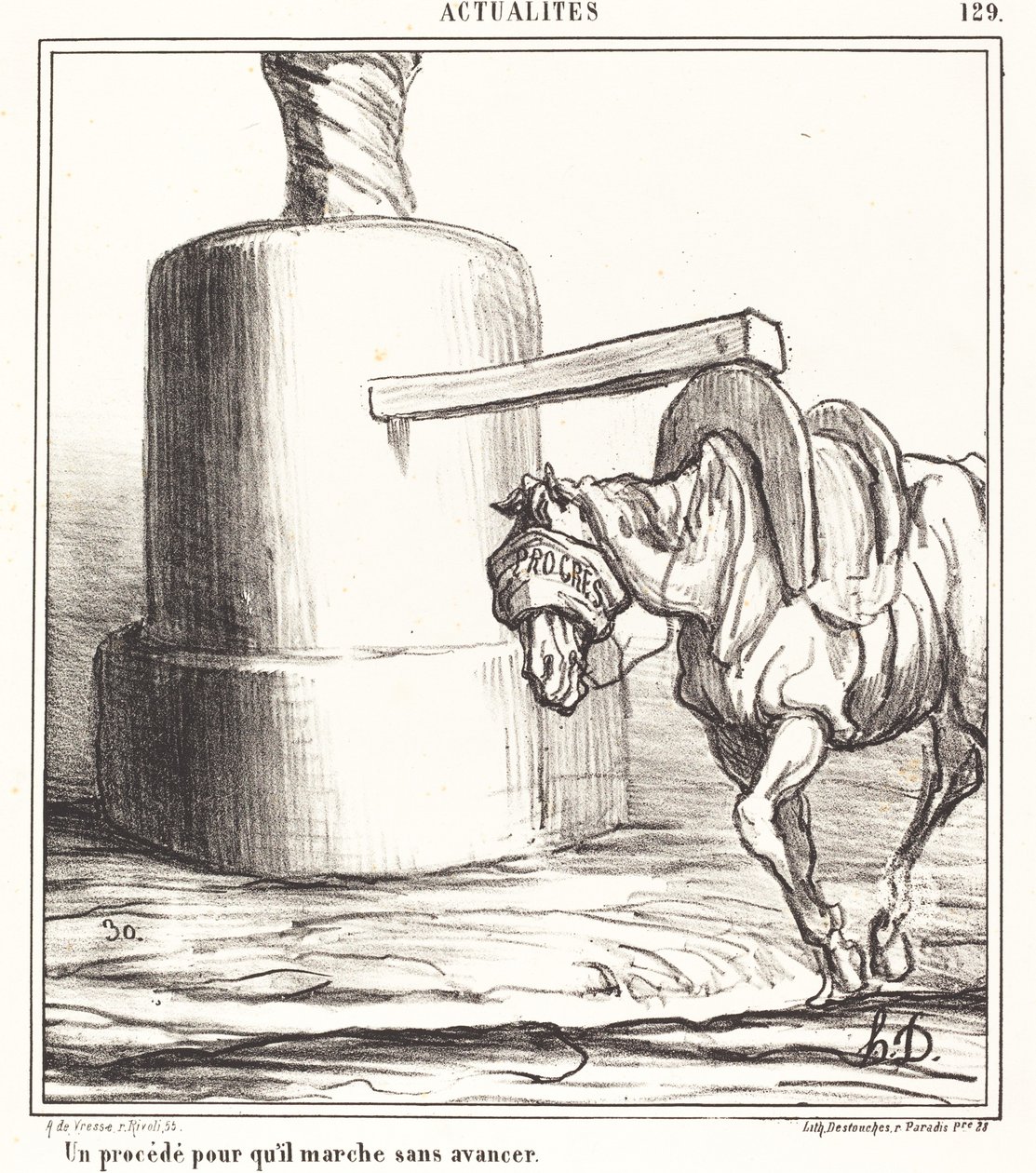 En process så att han går utan att avancera av Honoré Daumier