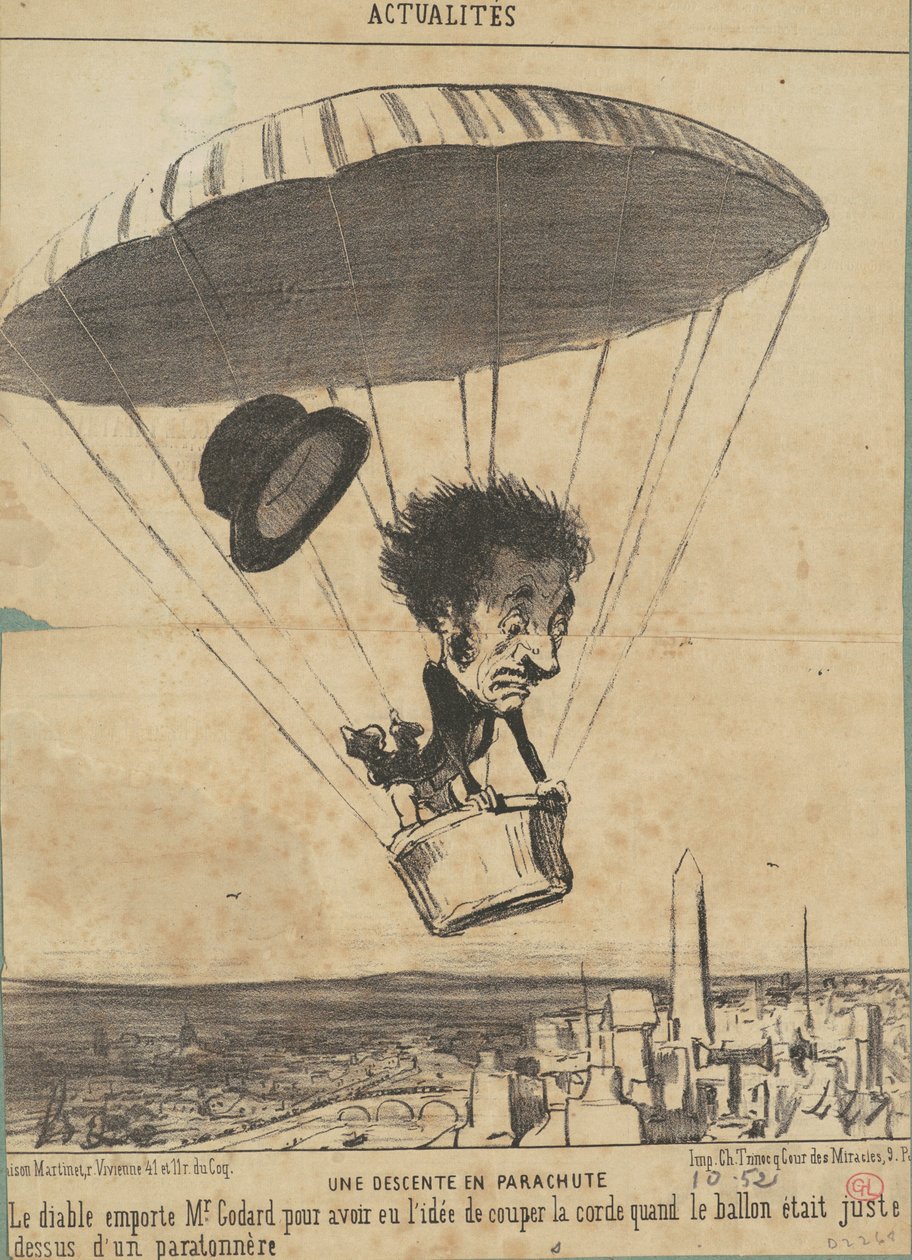 En fallskärmsnedstigning av Honoré Daumier