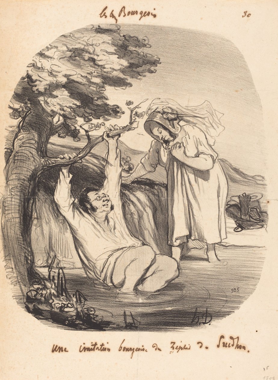 En borgerlig imitation av Zefir av Prudhon av Honoré Daumier