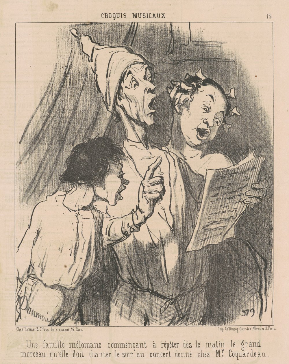 En musikälskande familj... av Honoré Daumier