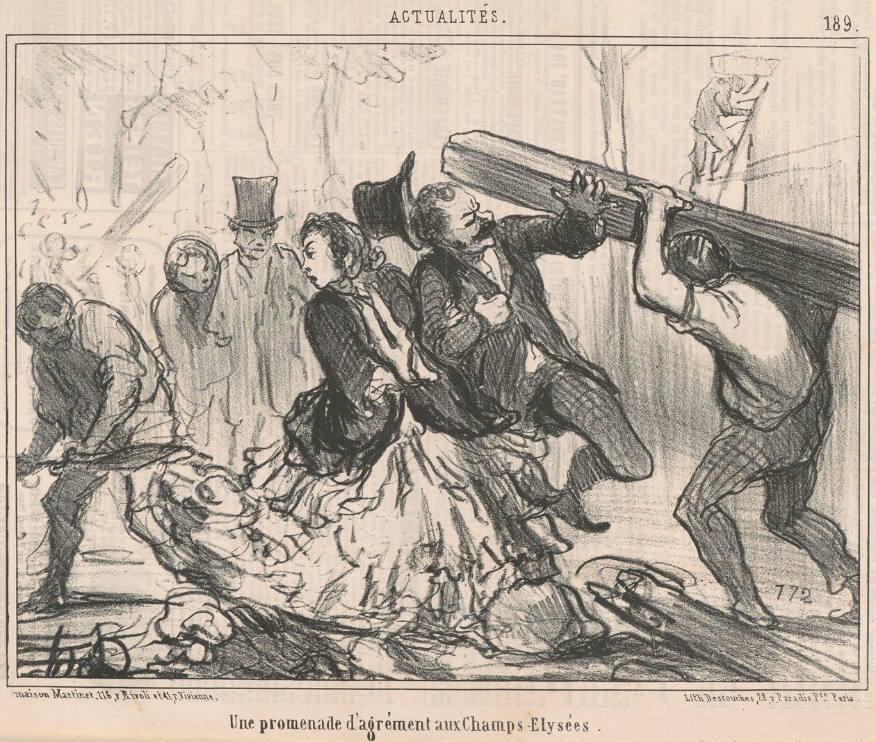 En nöjesvandring på Champs-Elysées av Honoré Daumier