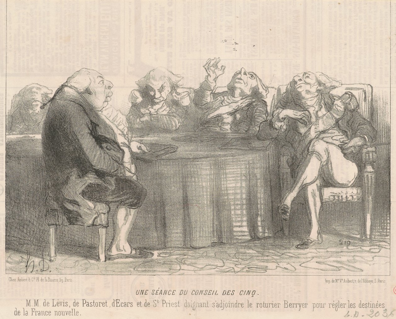 Ett möte med femmansfullmäktige av Honoré Daumier