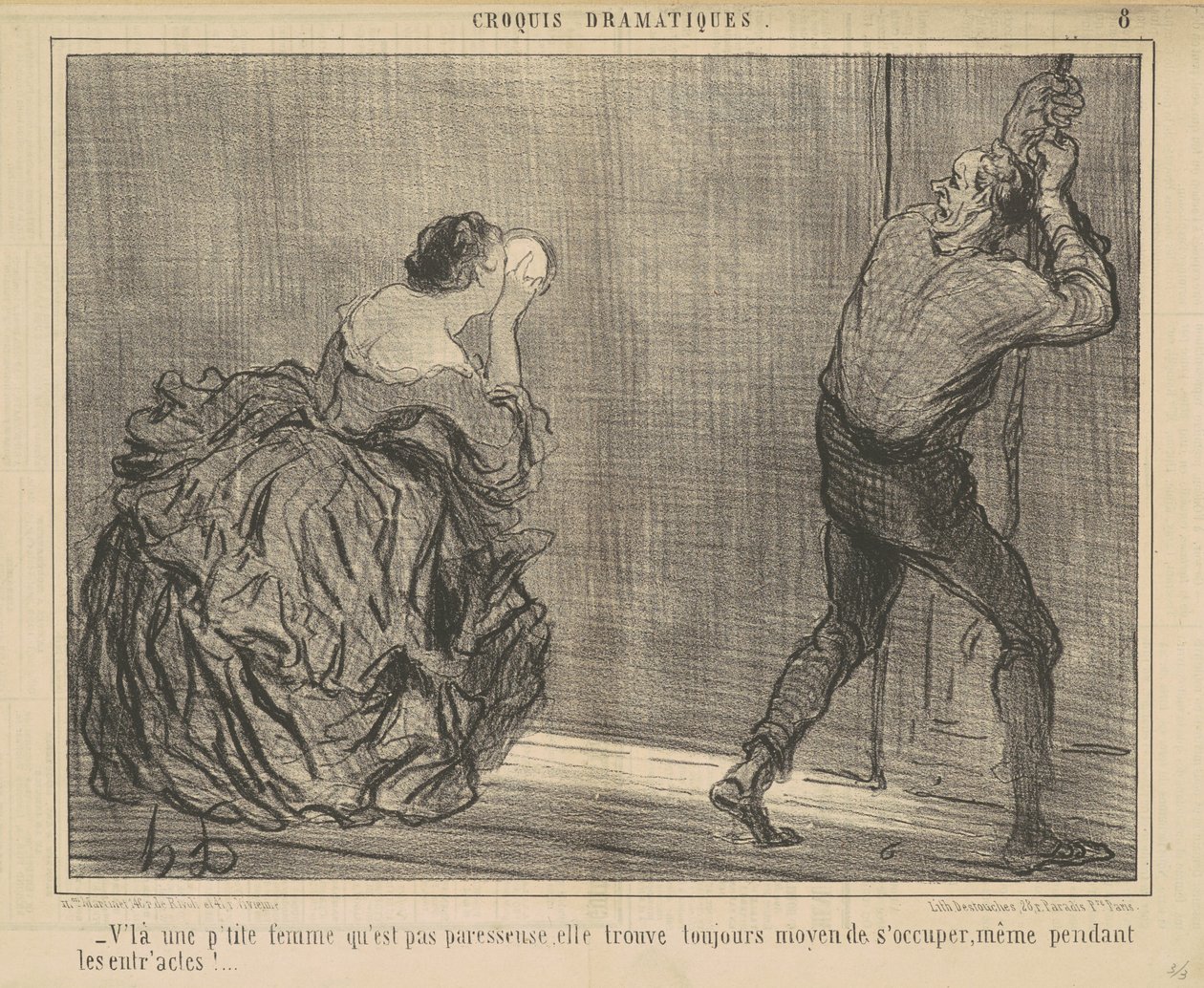 Det finns en liten kvinna som inte är lat... av Honoré Daumier