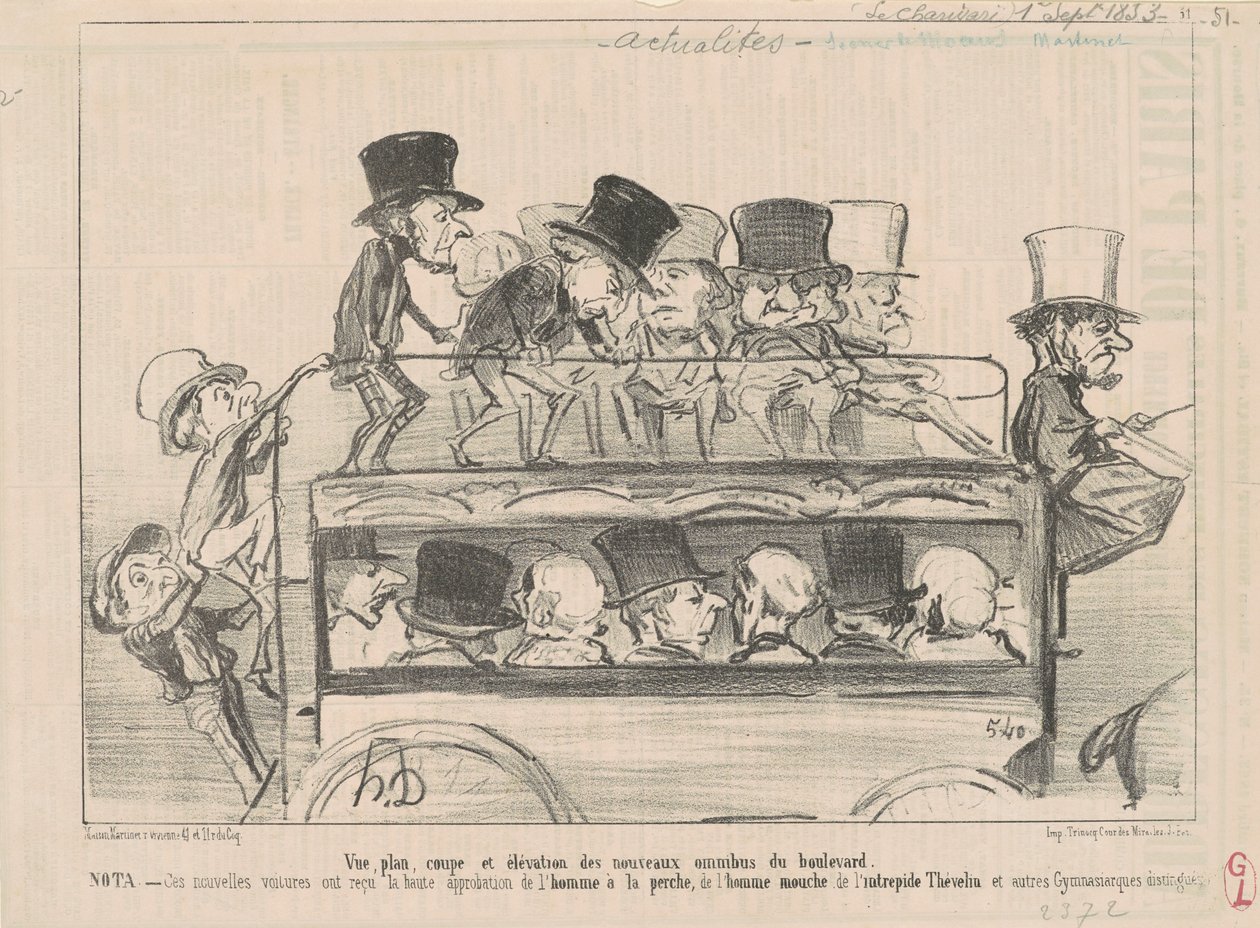 Utsikt ... och höjd av ... omnibussarna på boulevarden ... av Honoré Daumier
