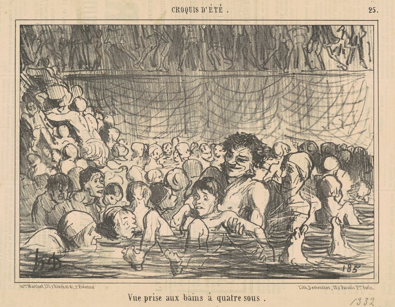 Utsikten tagen vid fyrasousbaden av Honoré Daumier