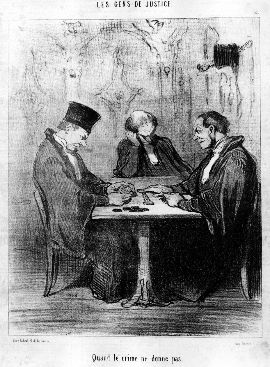 När brottet inte ger något, från serien "Gens de Justice", en serie karikatyrer om rättvisa av Honore Daumier (1808-1879). "Charivari" av Honoré Daumier