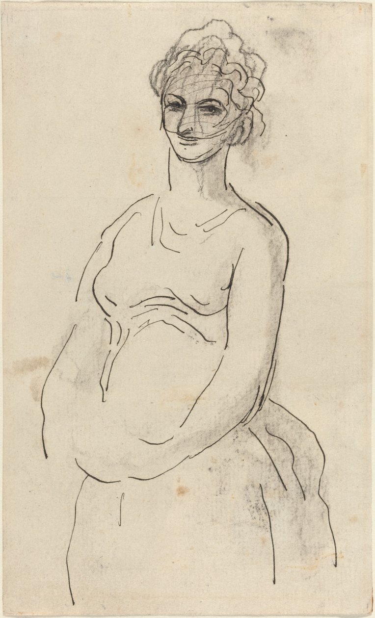 Kvinna med slöja av Honoré Daumier