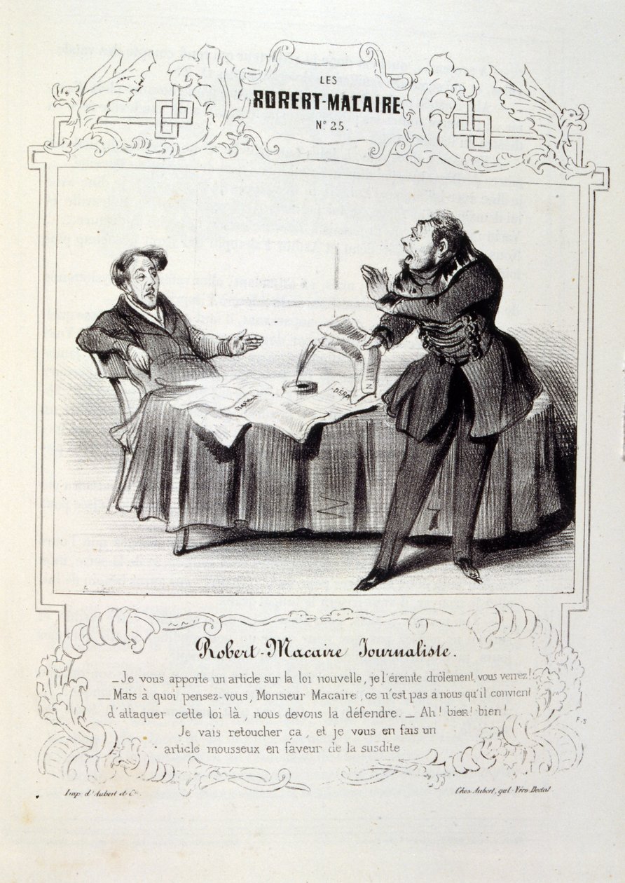 illustrationer om ideer og legender Philipon under titlen Les Cent og Robert Macaireswed av Honoré Daumier