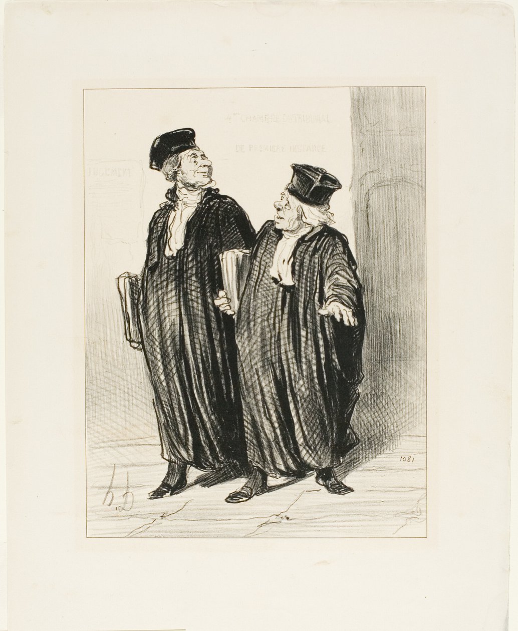 "- Till slut fick vi en bodelning mellan man och hustru... - så småningom fanns det inga pengar kvar att dela på", plansch 3 från Les Avocats Et Les Plaideurs av Honoré Victorin Daumier