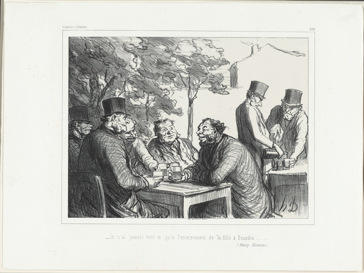 "- Jag har aldrig skrattat så mycket som på begravningen av Bourdins dotter......." (Henri Monnier), plansch 303 från Souvenirs d