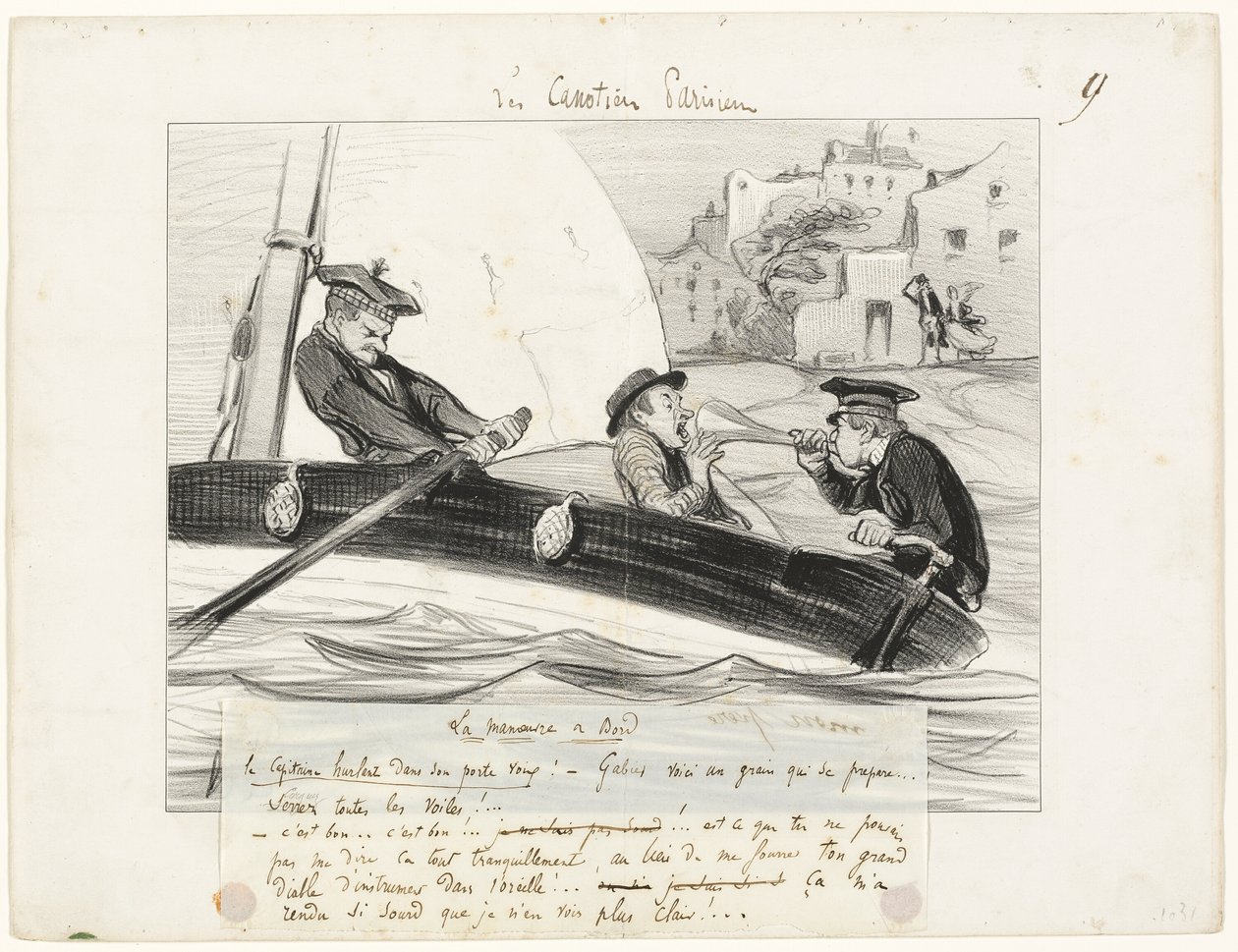 En båtmanöver, plansch nio från Les Canotiers Parisiens av Honoré Victorin Daumier
