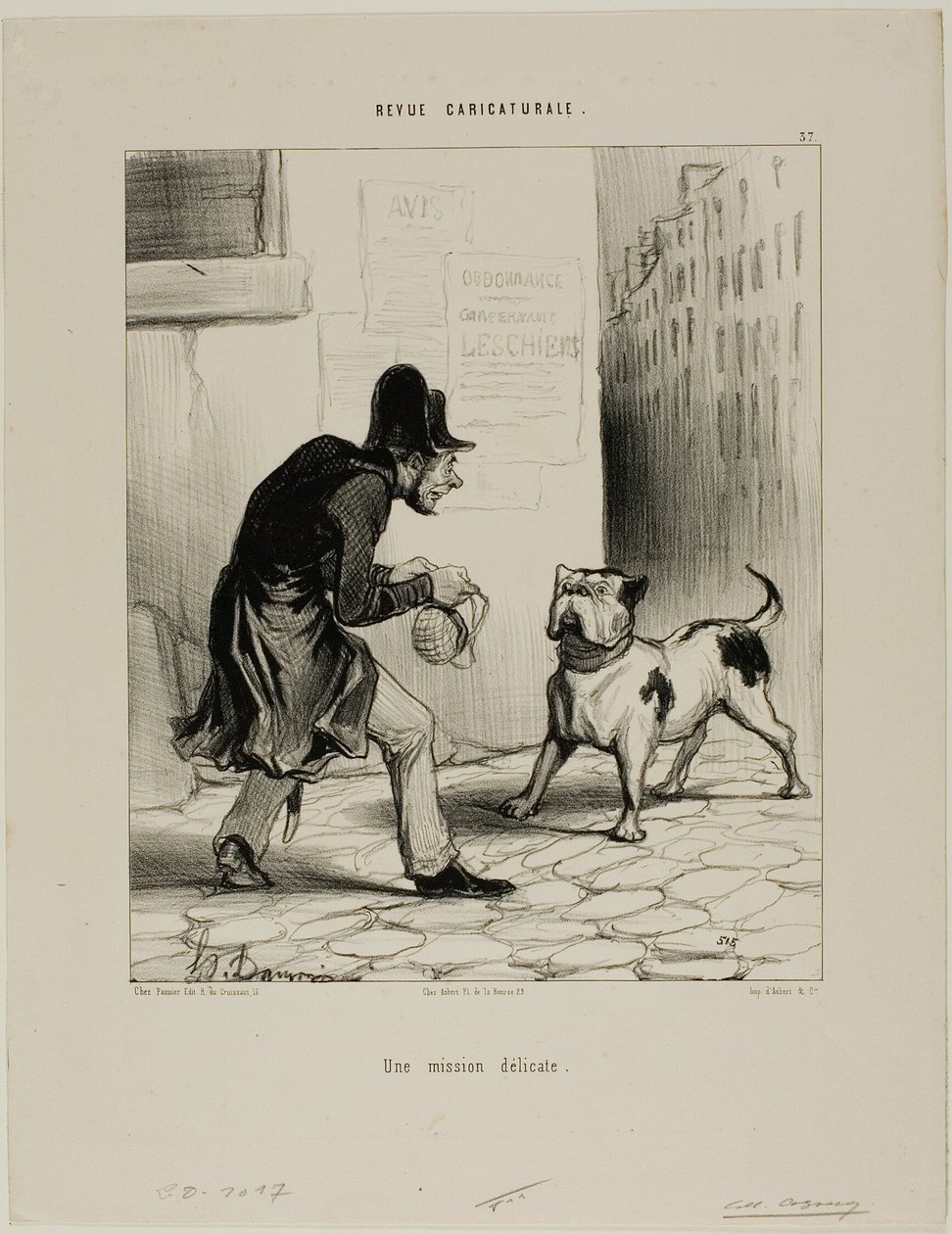 A Delicate Task, plansch 37 från Revue Caricaturale av Honoré Victorin Daumier
