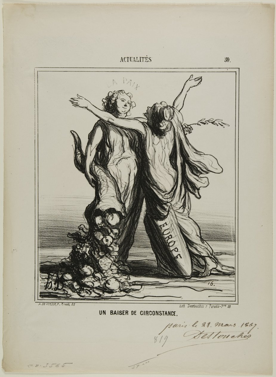 A Kiss of Circumstances, plansch 50 från Actualités av Honoré Victorin Daumier