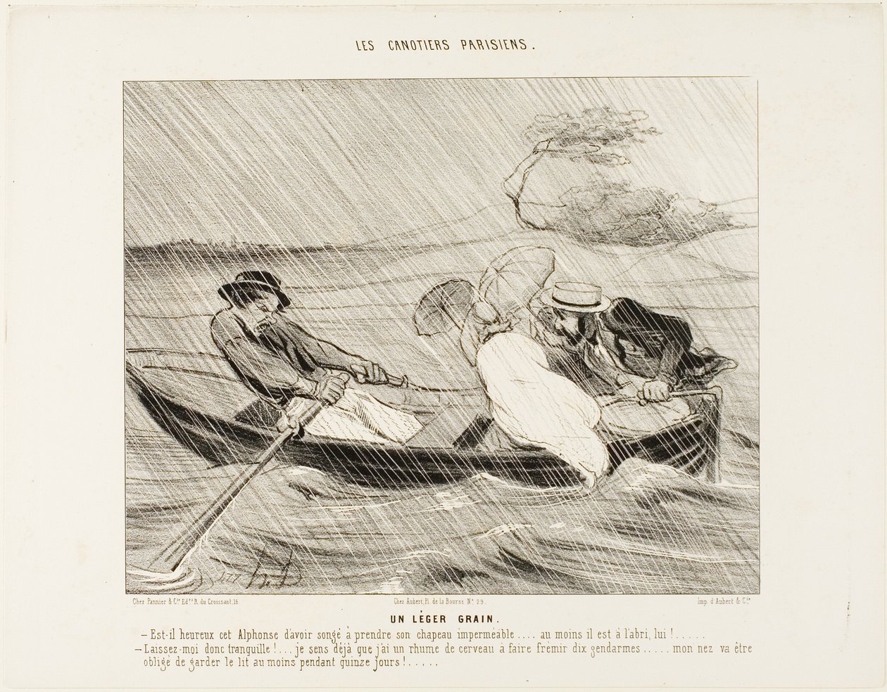 En lätt vindpust (Un leger grain), plansch 8 från The Parisian Boaters (Les canotiers Parisiens) av Honoré Victorin Daumier
