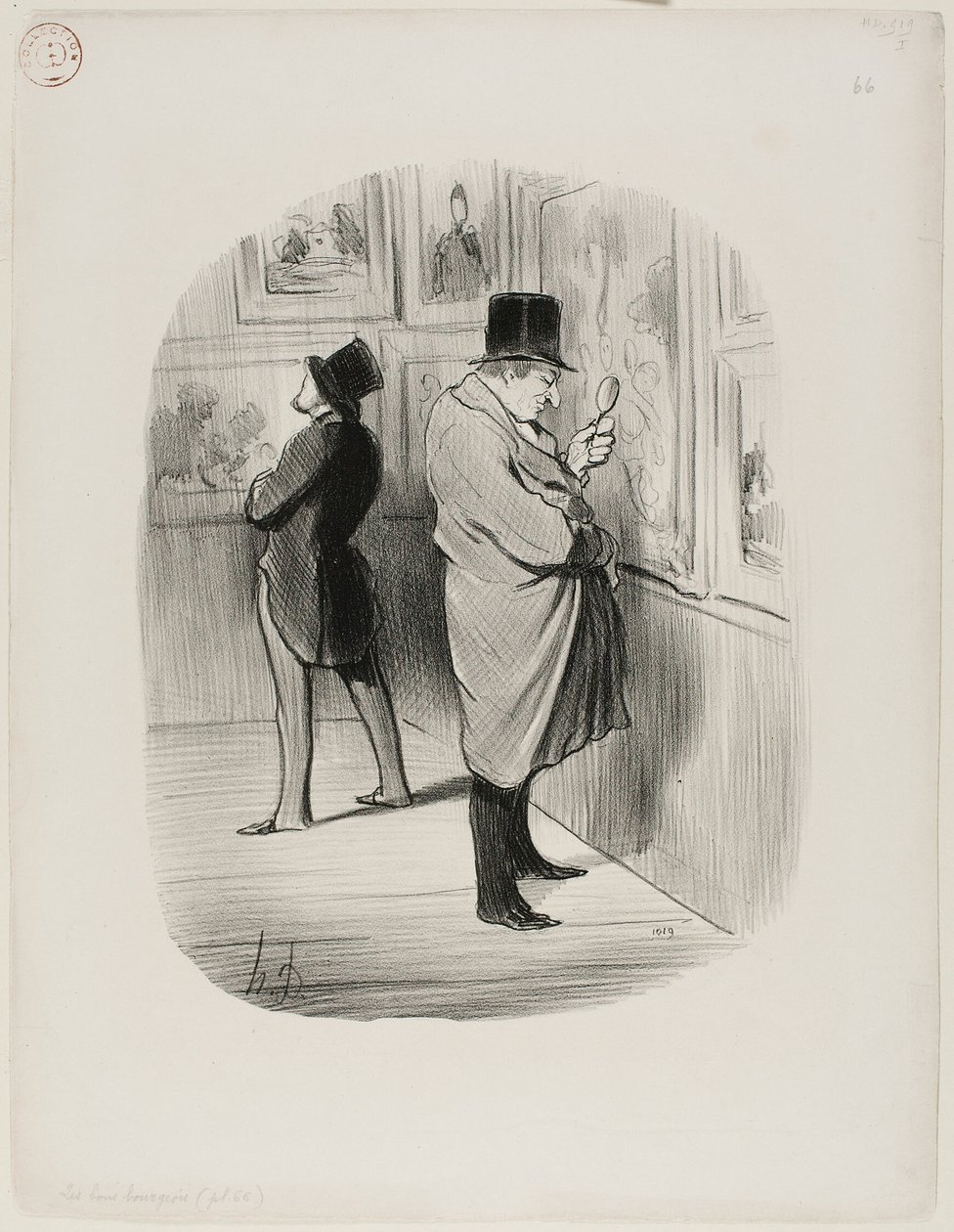 En sann konstälskare, plansch 66 från Les Bons Bourgeois av Honoré Victorin Daumier